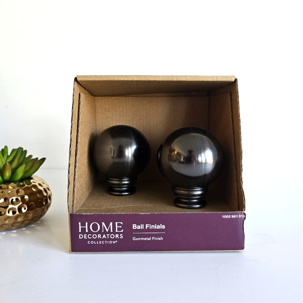 Home Decorators Collection 1 in. Ball Finials In Gunmetal Finish 1 pack